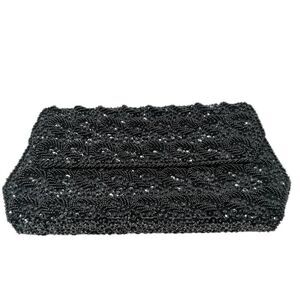 Beautiful Vintage Black Beaded/Sequin La Regale Clutch | Handmade in Hong Kong |